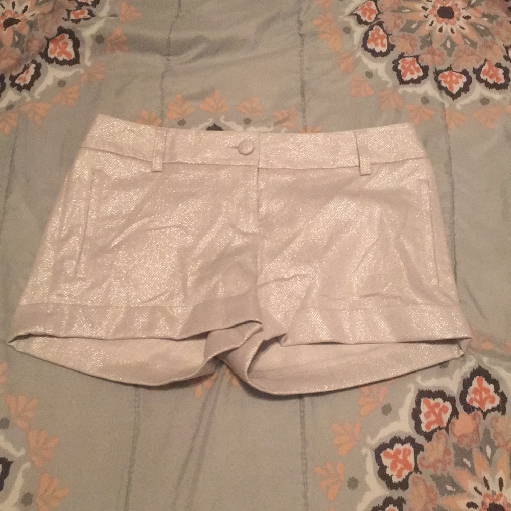 Express cream sparkle shorts